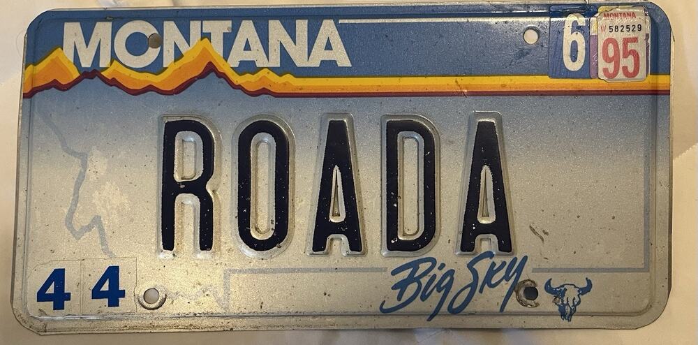 1995 Montana Vanity License Plate “Roada” Great For Man Cave Big Sky Country